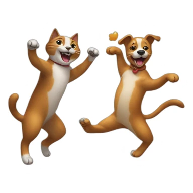 Funny dancing cat and dog sticker