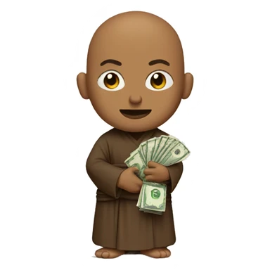 monk with money and financial debt sticker