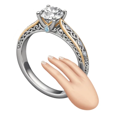 Platinum engagement ring on left hand sticker