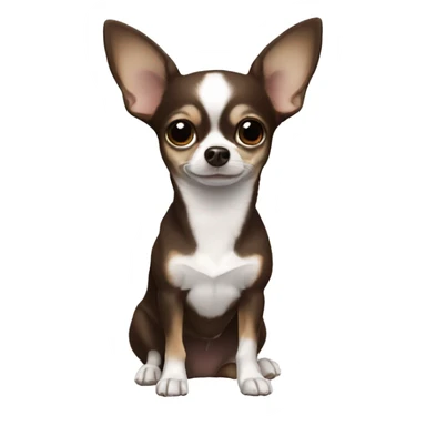 Chihuahua dark brown white on tesla, ears down sticker