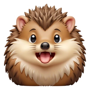 Cinematic Cute Yawning Hedgehog Portrait Emoji, Head tilted slightly with a dramatic, wide-open yawn, showcasing a soft, downy brown Fur with tiny, droopy ears and eyes barely open in drowsy contentment, Simplified yet irresistibly adorable features, highly detailed, glowing with a soft, cozy glow, high shine, relaxed yet expressive, stylized with a touch of natural whimsy, bright and endearing, soft glowing outline, capturing the essence of a sleepy yet affectionate hedgehog, so drowsy it feels like it could curl up out of the screen for a nap! sticker