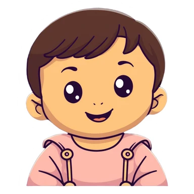 face of smiling baby girl with big eyes, medium skin tone, and dark hair sticker