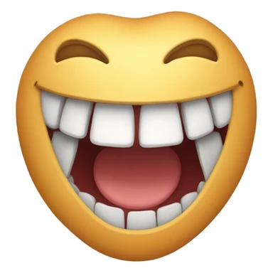a emoji laughing with 2 very large buck teeth sticker