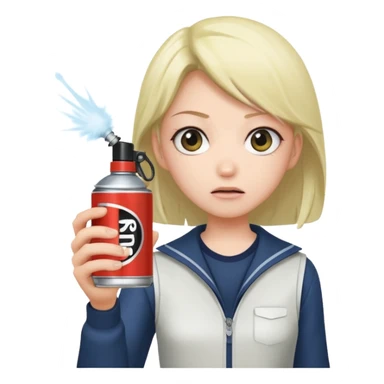 Anime character using a can of raid bug spray looking disgusted sticker