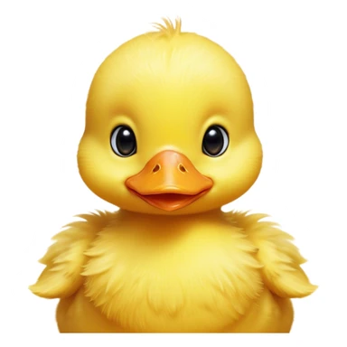 Cinematic Cute Yellow Baby Duck Portrait Emoji, Head tilted playfully and inquisitively, featuring a fluffy, vibrant yellow downy coat with a tiny delicate beak, round, sparkling eyes filled with curiosity, Simplified yet irresistibly adorable features, highly detailed, glowing with a warm, friendly glow, high shine, affectionate and spirited, stylized with a touch of playful whimsy, bright and endearing, soft glowing outline, capturing the essence of a mischievous yet loving duckling, so playful it feels like it could peep out of the screen and into your arms! sticker