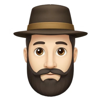 A man with payos hairstyle and a jewish hat with a very large nose and a beard sticker
