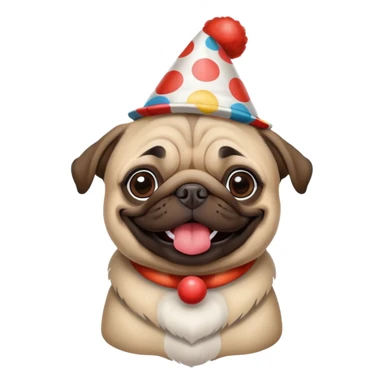 Pug with clown hat sticker