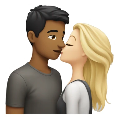 Blonde girl kissing black haired white guy sticker