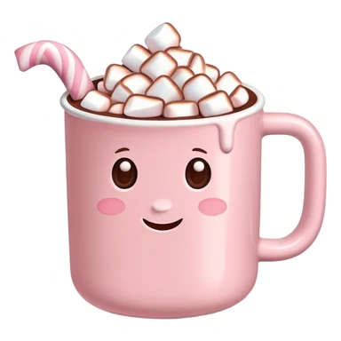Light Pink mug of hot chocolate with marshmallows  sticker