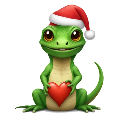 Lizard wearing a Santa hat showing a heart gesture sticker