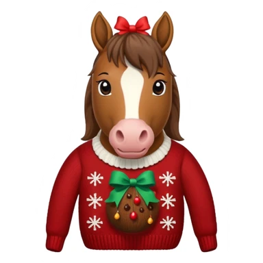 A jumper with à horse and a Christmas pudding with red bows cute sticker