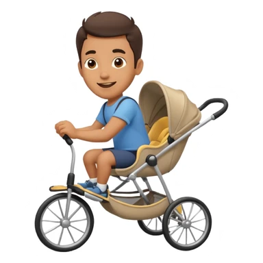 man running with stroller, cheerful mood sticker