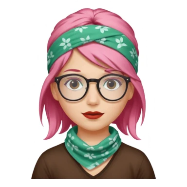 girl with peppermint hair and bandana and glassess sticker