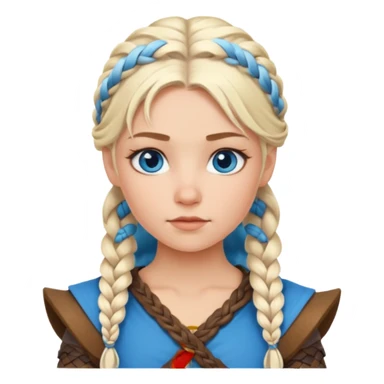 Viking platinum blonde girl with braid and blue eyes. sticker