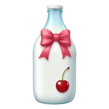 aesthetic milk bottle with cherry bow sticker