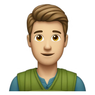 A male farmer, fair and clean-shaven(brown hair and hair between green and blue) sticker