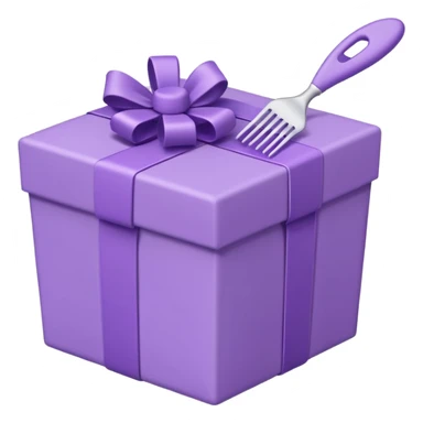 A cute emoji-style illustration of a purple gift box opened, with a comb inside the box. Soft pastel purple tones, simple shapes, rounded edges, clean lines, kawaii style, minimal details, bright and friendly expression, centered composition, transparent background, sticker emoji design sticker