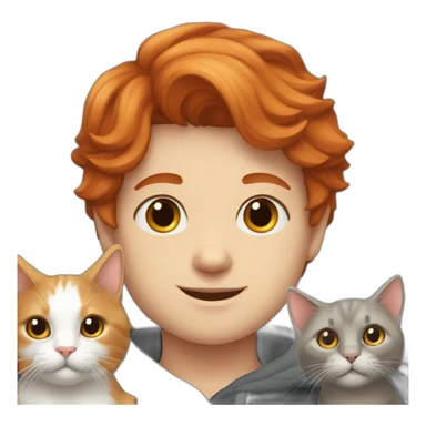 Redhead boy with grey a Scottish lop-eared cat. sticker