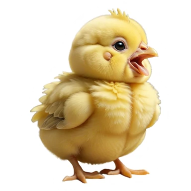 Cinematic Cute Yawning Yellow Baby Chicken Portrait Emoji, Head tilted slightly with a dramatic, wide-open yawn, showcasing a soft, downy yellow coat with little drooping wings, round beady eyes barely open in drowsy contentment, Simplified yet irresistibly adorable features, highly detailed, glowing with a soft, cozy glow, high shine, relaxed yet expressive, stylized with a touch of whimsical charm, bright and endearing, soft glowing outline, capturing the essence of a sleepy yet affectionate chick, so drowsy it feels like it could stretch out of the screen and curl up for a nap! sticker