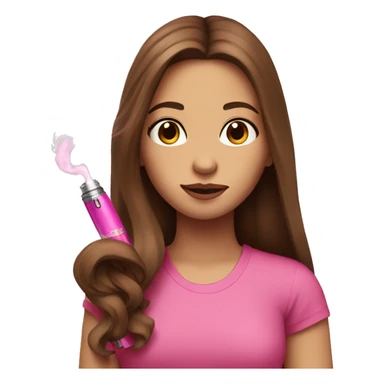 girl with long brown hair and a pink vape in hand sticker