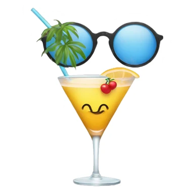 Un emoji avec des lunettes et un cocktail à la main sticker