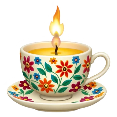 flower patterned teacup candle sticker