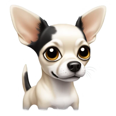 White bidy chihuahua with black ears and tan around eyes sticker