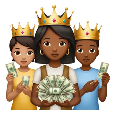 rich black group of friends mixed with girls and boys holding money one girl has on a crown and they have on shirts that says “ Wto “  sticker