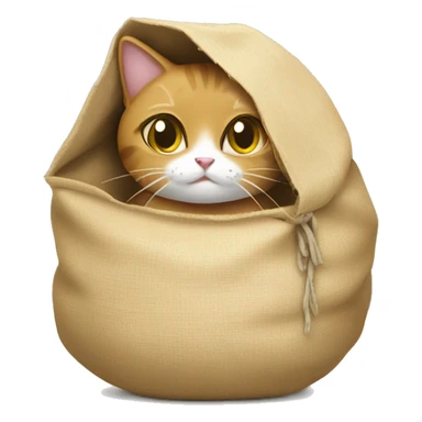 a cat wearing a sack of rice sticker