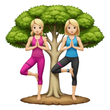 Two women doing yoga in tree pose  both blonde  sticker