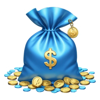 blue coins inside an opened bag  sticker