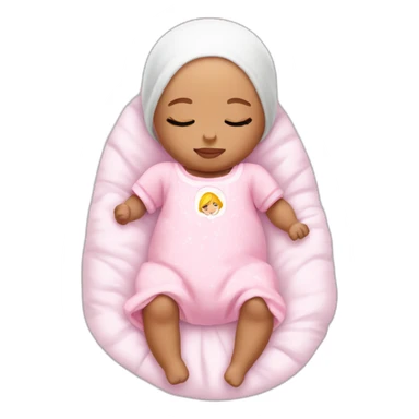 white sleeping newborn in a dress with a barbie logo sticker