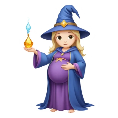pregnant wizard holding her tummy sticker