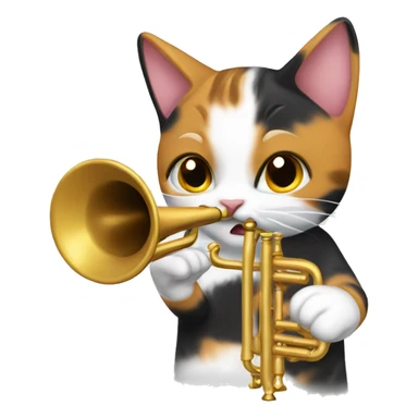 Calico cat playing trumpet sticker