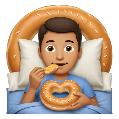 guy in bed eating a bagel sticker