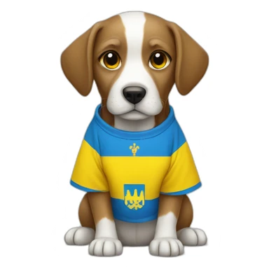 Dog in shirt with Ukrainian flag colors sticker