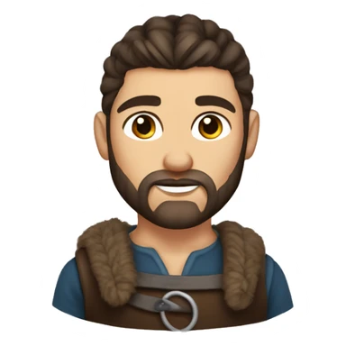 Attractive viking young man with bun dark brown hair brown eyes and stubble sticker