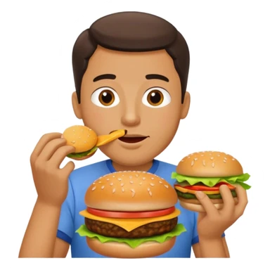 man eating a hamburger sticker