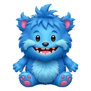 Huggy Wuggy character from Poppy Playtime, blue furry monster with big smile sticker
