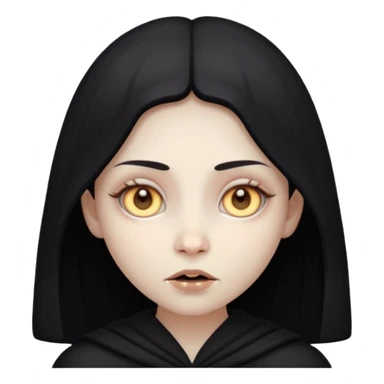 Stylized cult cartoon girl emoji, eerie-cute aesthetic, symmetrical design, subtle spooky vibe, glowing eyes, chanting “AMILK”, bold graphic icon sticker