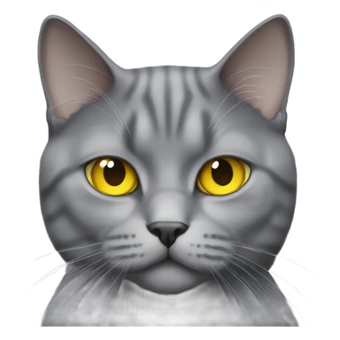 Scottish British gray cat with yellow eyes puffy sticker