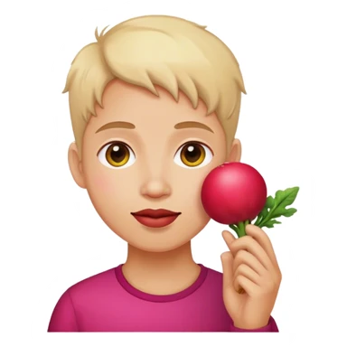 red radish round on an ear of human  sticker