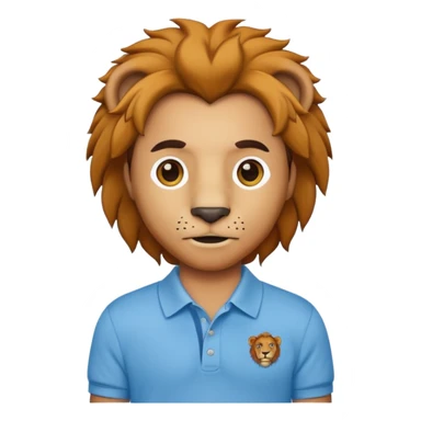 un leon con polito celeste caricatura sticker