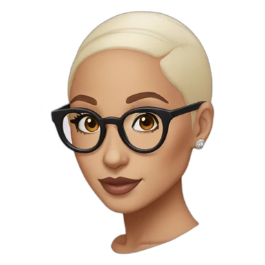 bald ariana grande with round glasses sticker