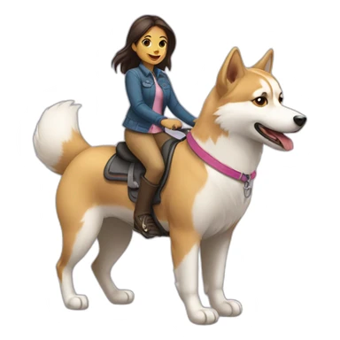 girl riding pomsky sticker