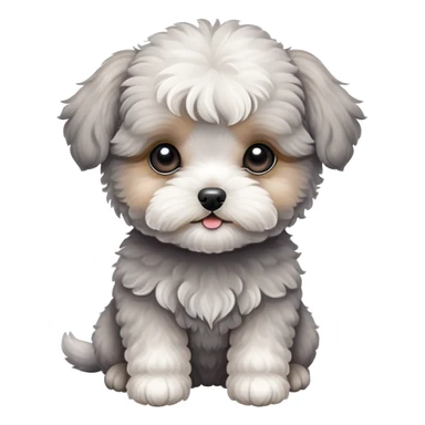 Grey  cute maltipoo puppy sticker