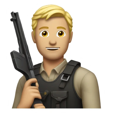 Blonde man holding shotgun  sticker