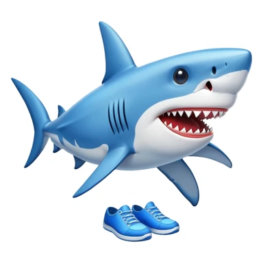 un tiburón con zapatos azules sticker