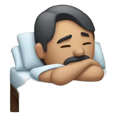 A sick man sleeping on bed sticker