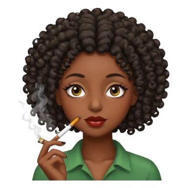 Black girl with eyelashes and curly hair smoking weed  sticker